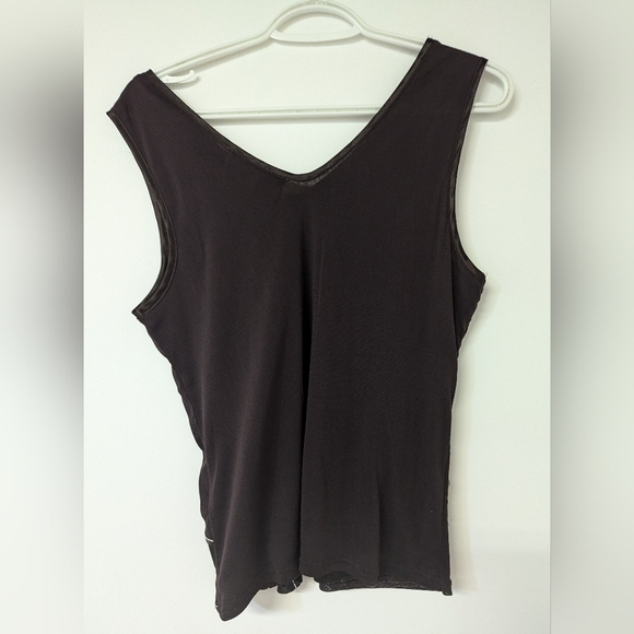 1990s fitted tank with leaf pedal and ribbon applique size L - Picture 2 of 5